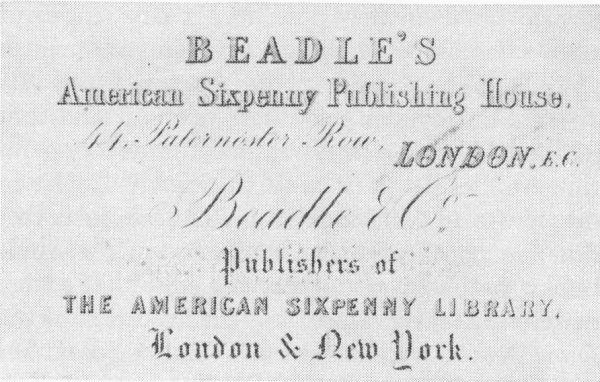 Figure 10.  Business card of Beadle's London office, 1861 to 1866