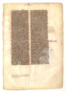 Recto of 1250 French Bible leaf